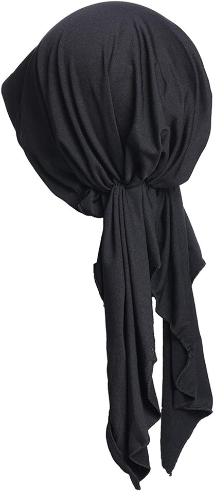 Pre Tied Head Covers Sets Chemo Beanies for Women Slip on Lightweight Chemo Bandana Turban Apparel & Accessories > Clothing Accessories > Headwear JarseHera Soild Sild, Black 1 Pair One Size 