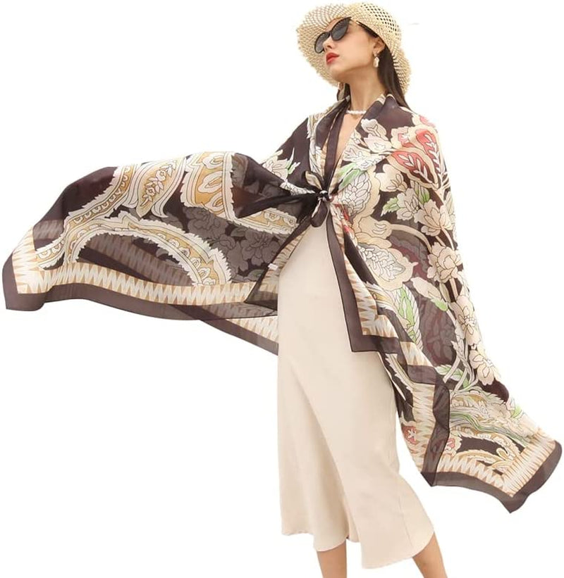 DANA XU Long Silk Fashion Oblong Floral Oversize Soft Scarf Wedding Shawls Beach Wraps Bandana Scarves for Women Apparel & Accessories > Clothing Accessories > Scarves & Shawls DANA XU 37 Multicolor  