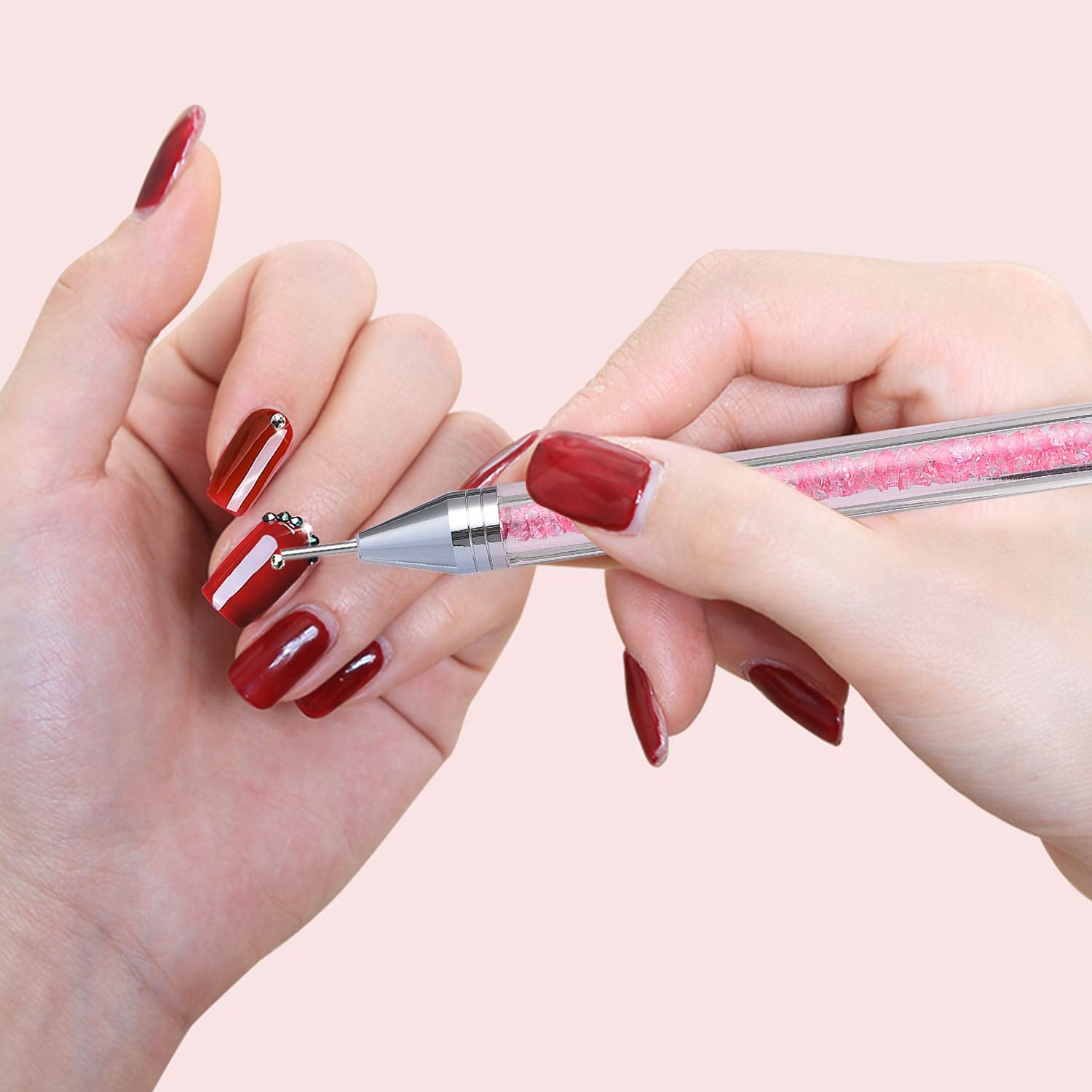 Rhinestone Picker Dotting Pen, TEOYALL Dual-Ended Wax Pencil Nail Art Gems Crystals Studs Pick up Tool with 1 Extra Wax Tip (Pink) Health & Beauty > Personal Care > Cosmetics > Cosmetic Tools > Nail Tools TEOYALL   
