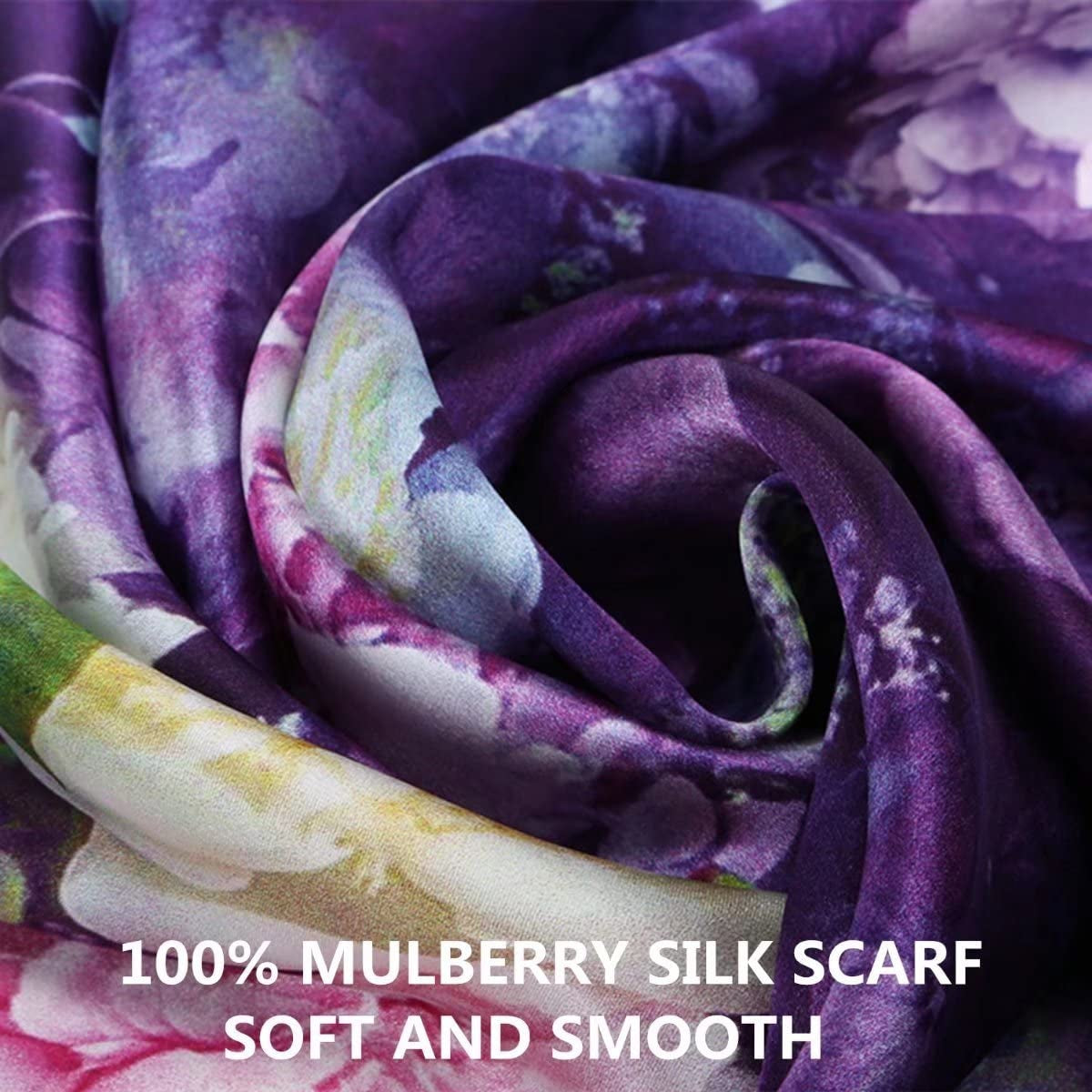 Women'S 100% Charmeuse Mulberry Silk Long Scarf for Gift Hair Ladies Shawls Floral and Butterfly Scarves Apparel & Accessories > Clothing Accessories > Scarves & Shawls WindamazingStory   