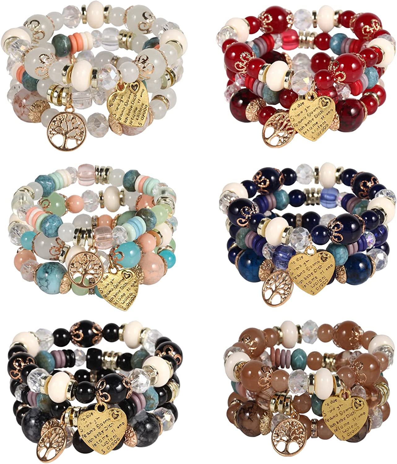 Solosoya Bohemian Boho Stackable Bracelets for Women Set, Girls Stretch Multilayer Stack Beads Colorful Beaded Charm Bracelets Girl Handmade Jewelry Apparel & Accessories > Jewelry > Bracelets Solosoya Color M  