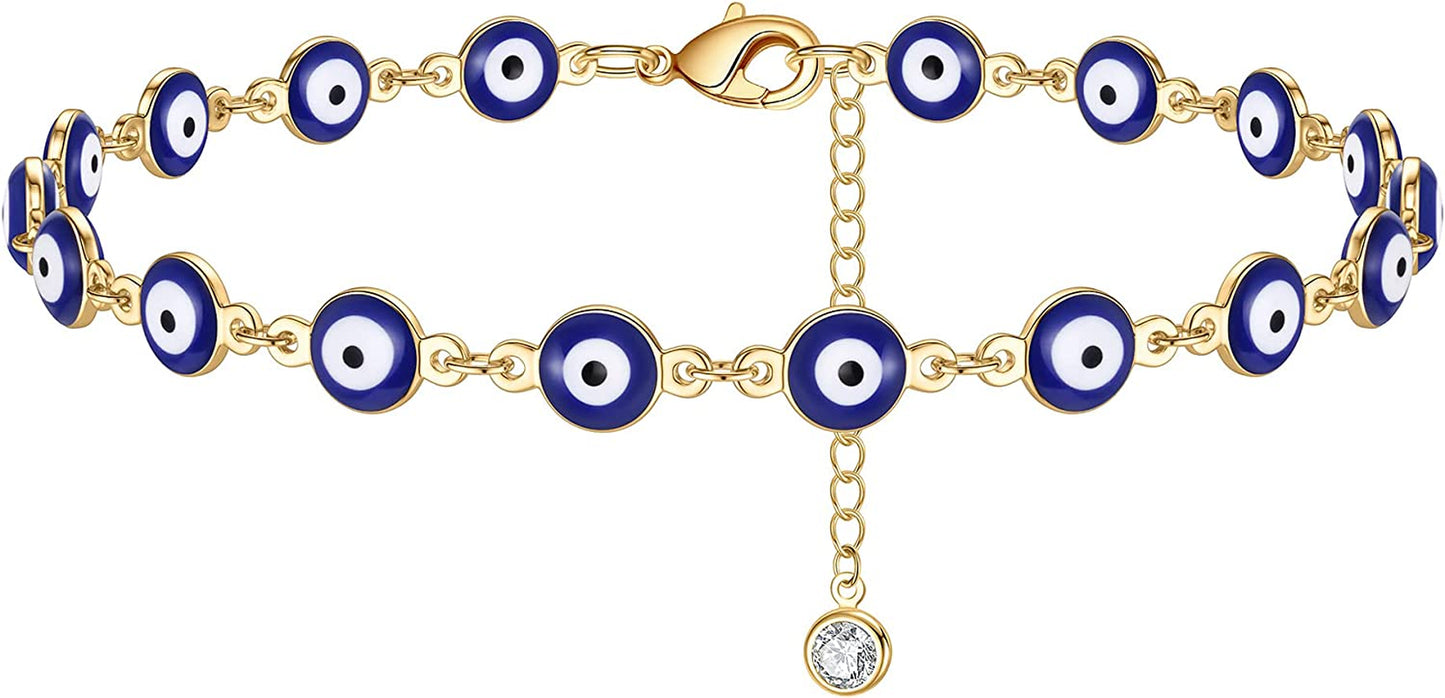Turandoss Dainty Ankle Bracelets for Women, 14K Gold Filled Handmade Layered Anklet Cute Butterfly Evil Eye Elephant Star Summer Ankle Bracelets for Women Boho Beach Foot Chain Apparel & Accessories > Jewelry > Anklets Turandoss Evil Eye Chain  