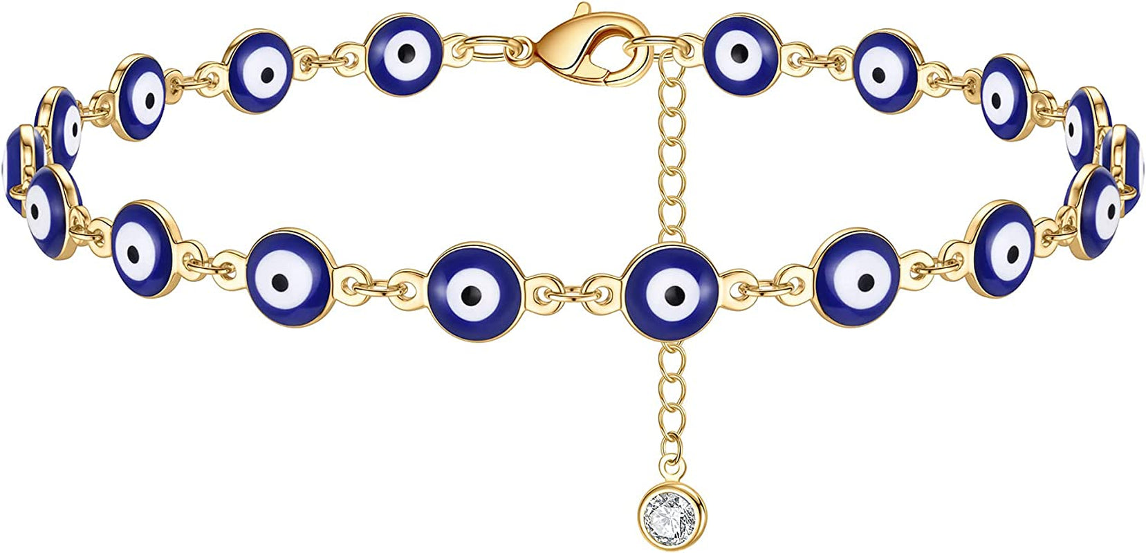 Turandoss Dainty Ankle Bracelets for Women, 14K Gold Filled Handmade Layered Anklet Cute Butterfly Evil Eye Elephant Star Summer Ankle Bracelets for Women Boho Beach Foot Chain Apparel & Accessories > Jewelry > Anklets Turandoss Evil Eye Chain  
