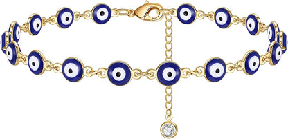 Turandoss Dainty Ankle Bracelets for Women, 14K Gold Filled Handmade Layered Anklet Cute Butterfly Evil Eye Elephant Star Summer Ankle Bracelets for Women Boho Beach Foot Chain Apparel & Accessories > Jewelry > Anklets Turandoss Evil Eye Chain  