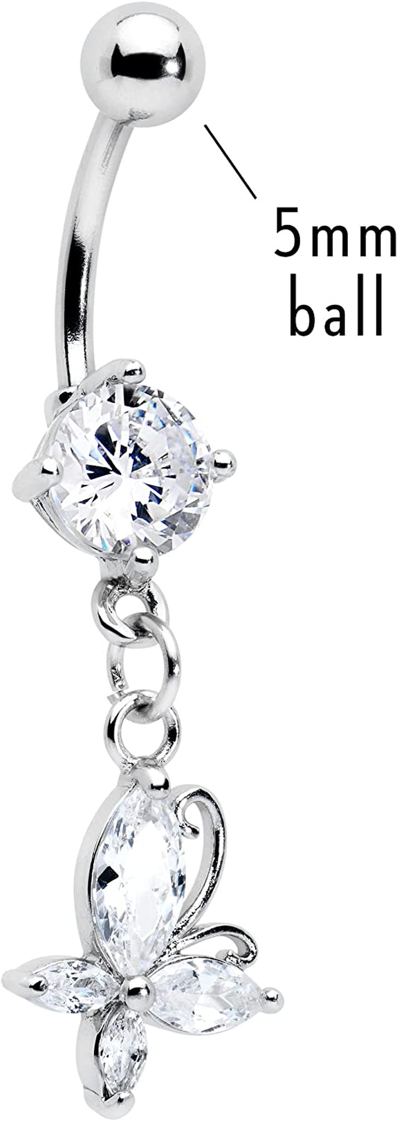 Body Candy Stainless Steel Clear Accent Butterfly Dangle Belly Ring Apparel & Accessories > Jewelry > Body Jewelry Body Candy   