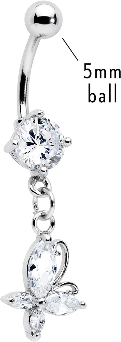 Body Candy Stainless Steel Clear Accent Butterfly Dangle Belly Ring Apparel & Accessories > Jewelry > Body Jewelry Body Candy   