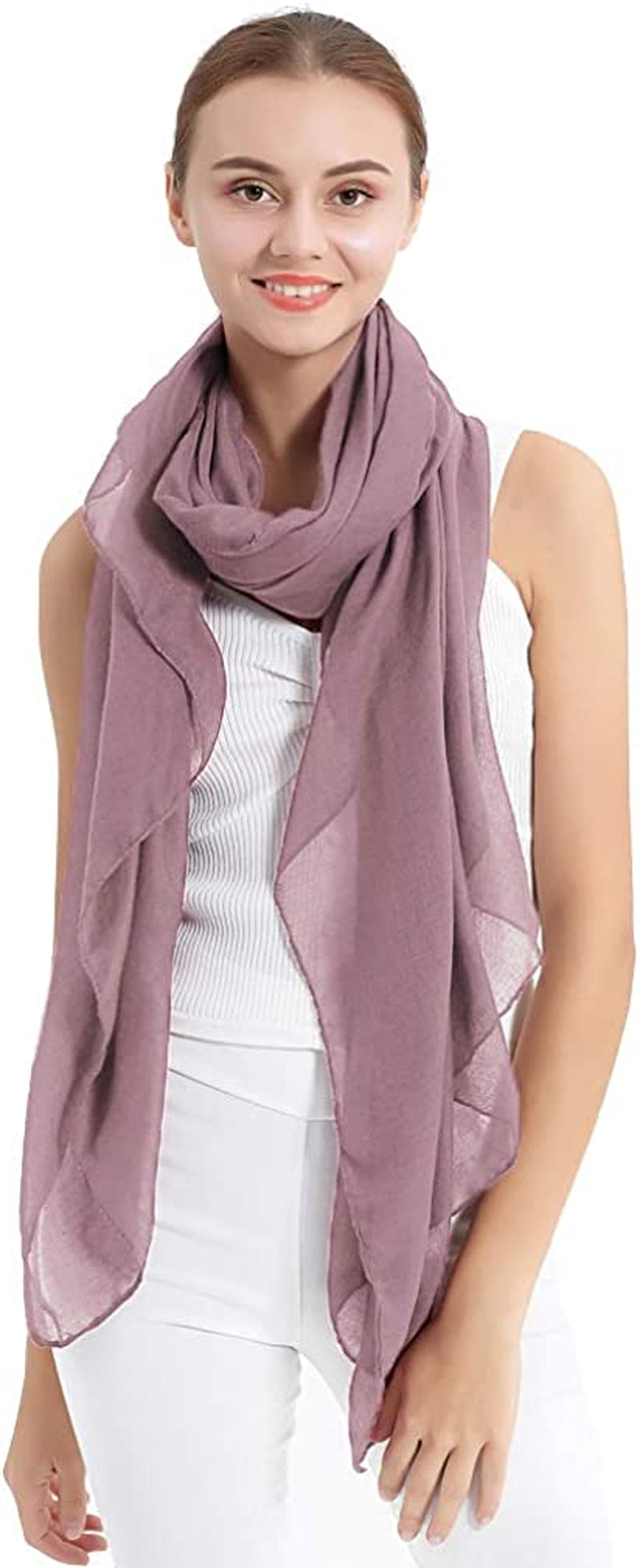 LMVERNA Women'S Long Scarf Solid Color Large Sheer Shawl Wraps for Evening Apparel & Accessories > Clothing Accessories > Scarves & Shawls LMVERNA Skin Pink  
