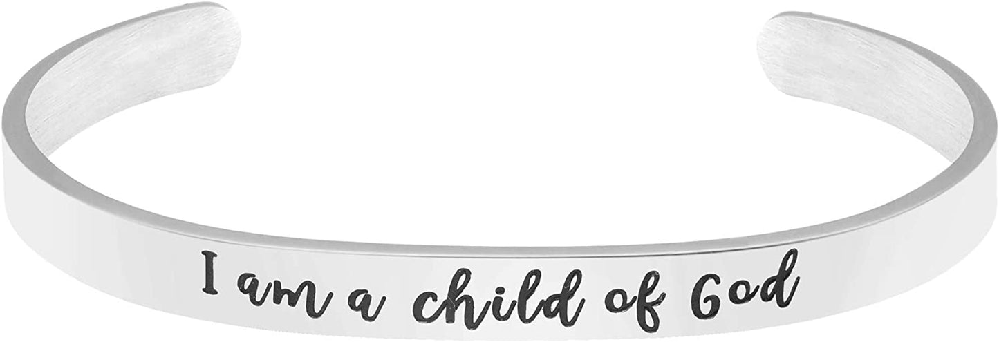Christian Bracelets for Women Inspirational Gifts Bible Verse Religious Faith Jewelry Cuff Bracelet Mothers Day Christmas Birthday Jewelry for Her Mother Daughter Apparel & Accessories > Jewelry > Bracelets Memgift I am a child of god  