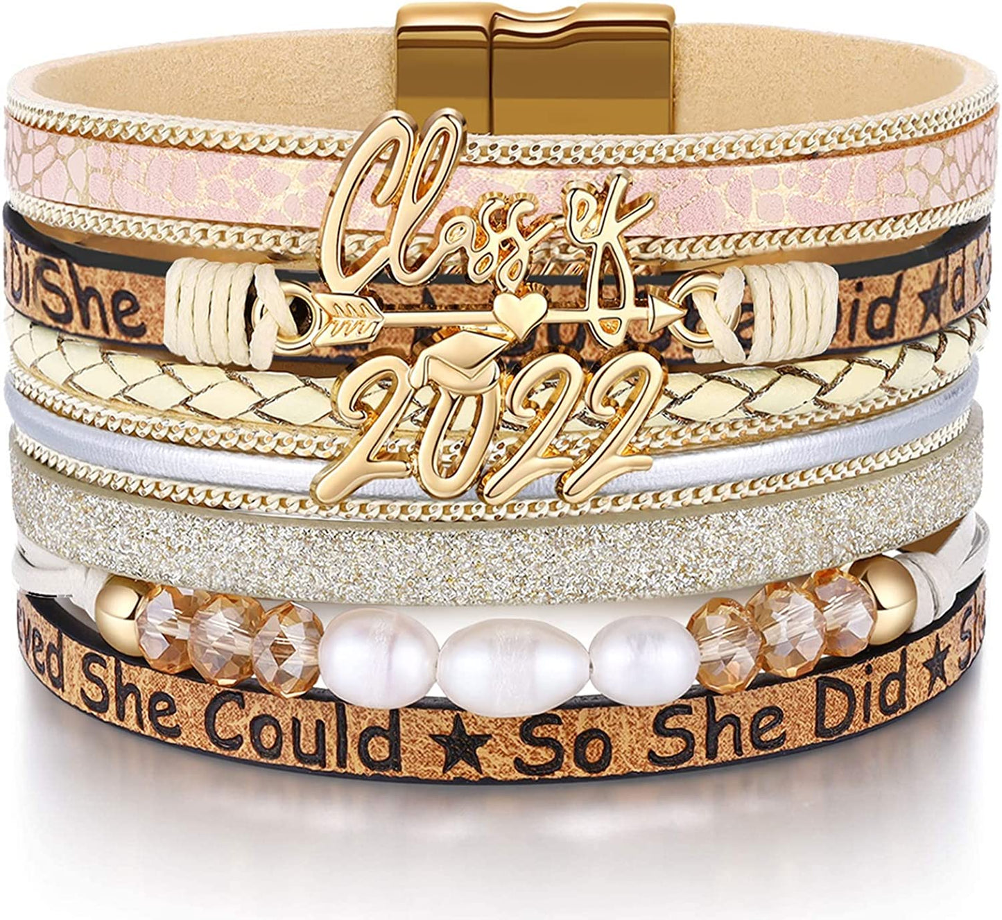 Inspirational Graduation Gifts for Her 2022 Bracelets College High School Graduate Present for Girls Boys Apparel & Accessories > Jewelry > Bracelets Desimtion B-Class of 2022  
