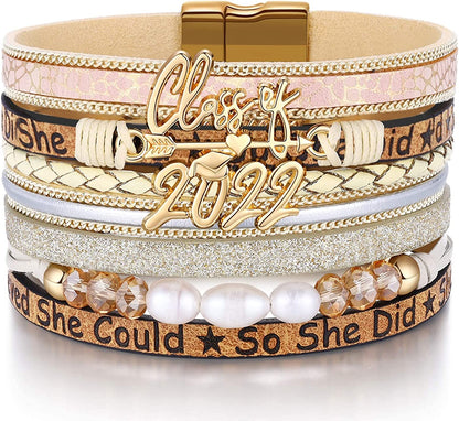 Inspirational Graduation Gifts for Her 2022 Bracelets College High School Graduate Present for Girls Boys Apparel & Accessories > Jewelry > Bracelets Desimtion B-Class of 2022  