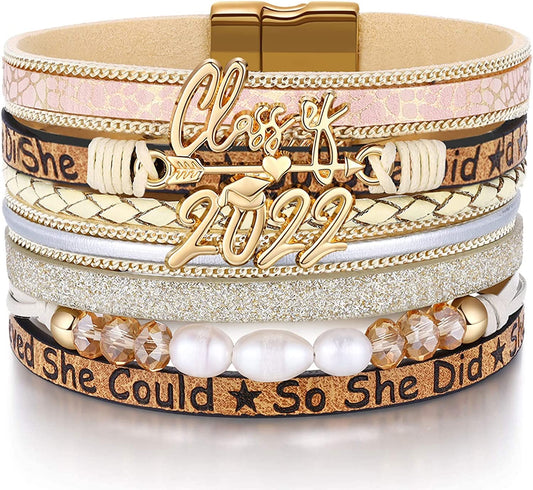 Inspirational Graduation Gifts for Her 2022 Bracelets College High School Graduate Present for Girls Boys Apparel & Accessories > Jewelry > Bracelets Desimtion B-Class of 2022  