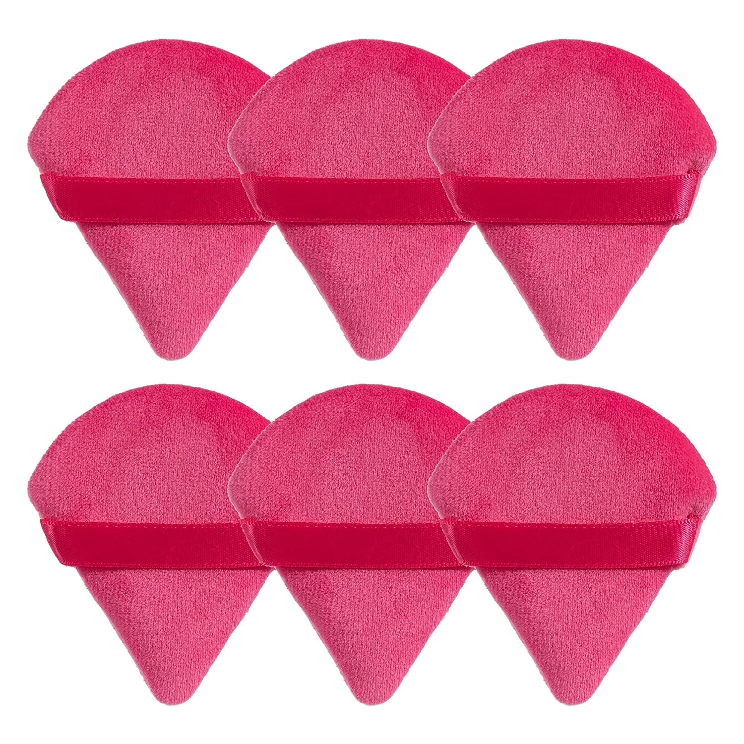 MOTZU 6 Pieces Pure Cotton Powder Puff, Made of Cotton Velour in Triangle Wedge Shape Designed for Contouring, under Eyes and Corners, 2.76 Inch Normal Size, with Strap, Makeup Tool for Cosmetic Health & Beauty > Personal Care > Cosmetics > Cosmetic Tools > Makeup Tools MOTZU Red  