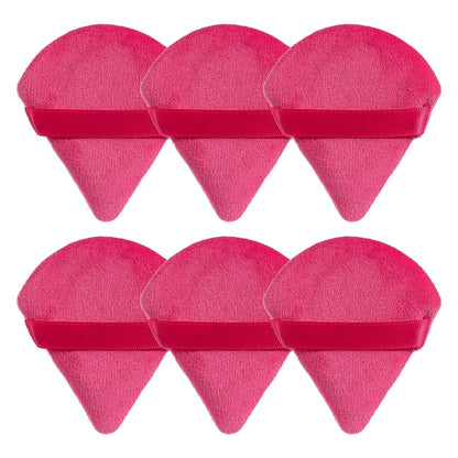MOTZU 6 Pieces Pure Cotton Powder Puff, Made of Cotton Velour in Triangle Wedge Shape Designed for Contouring, under Eyes and Corners, 2.76 Inch Normal Size, with Strap, Makeup Tool for Cosmetic Health & Beauty > Personal Care > Cosmetics > Cosmetic Tools > Makeup Tools MOTZU Red  
