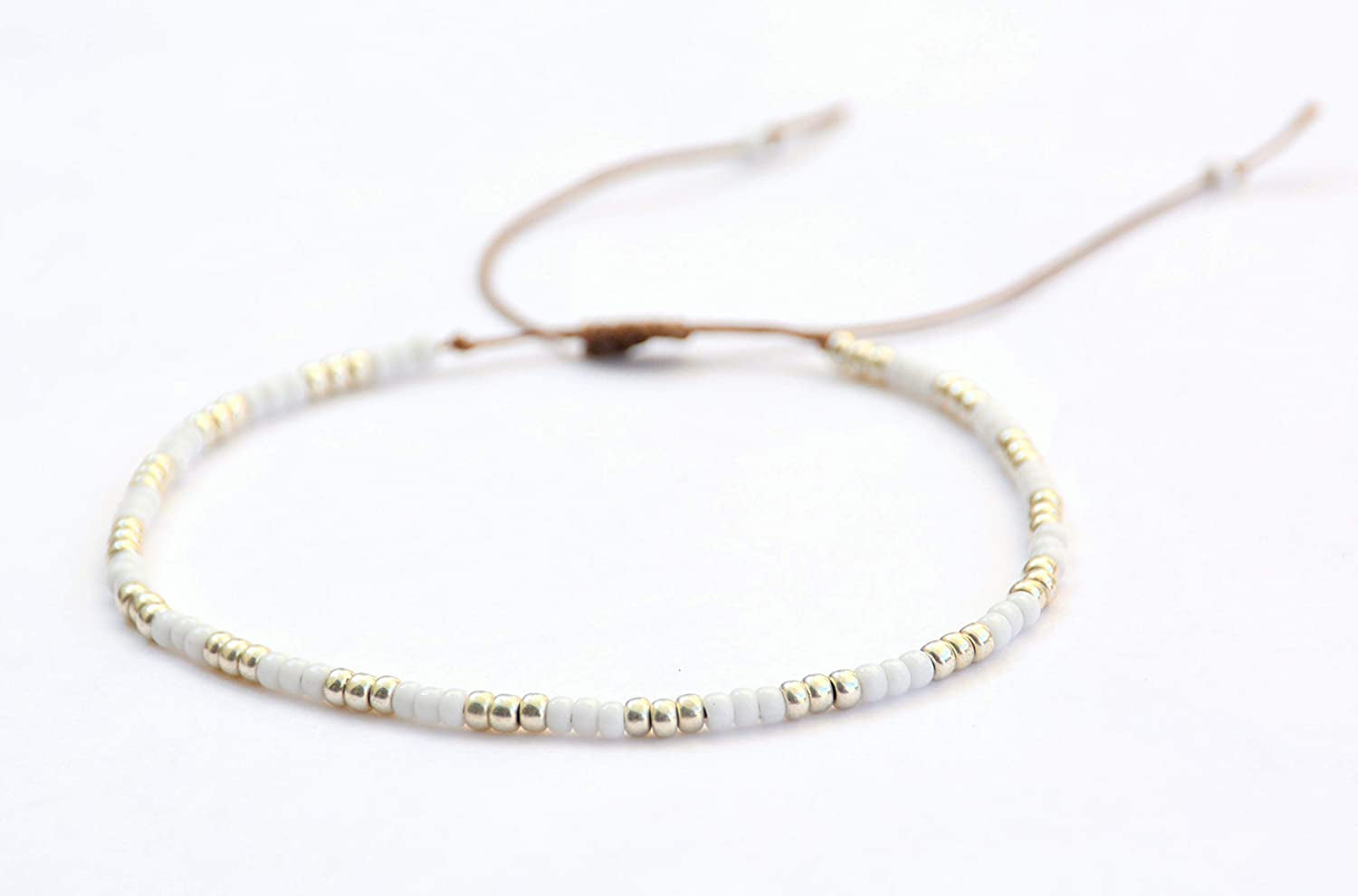 Beaded Anklet for Women, Boho Native American Style, Unique White & Silver Hippie Beach Waterproof Anklet, Handmade by Tribes Apparel & Accessories > Jewelry > Anklets Tribes by Sara K   