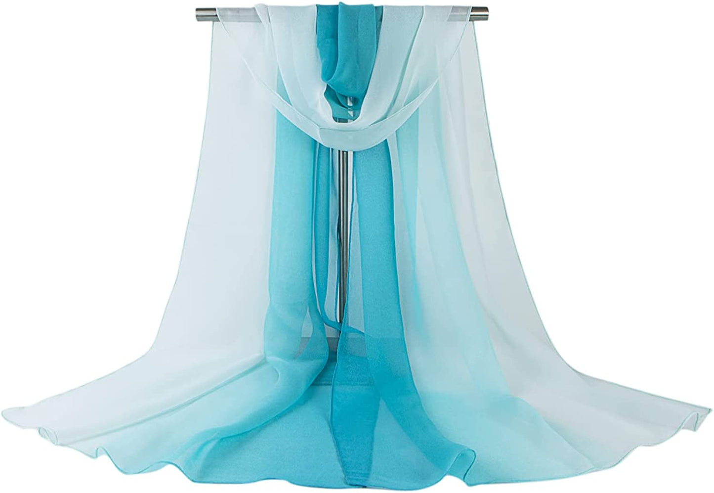 Ombre Silk Scarf Oblong Gradiente Scarves Lightweight Accent Scarfs for Women Apparel & Accessories > Clothing Accessories > Scarves & Shawls Yeieeo Light Blue  