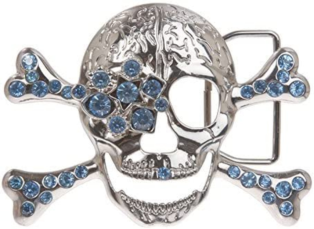 Rhinestone Skull & Crossbones Pirate Belt Buckle Apparel & Accessories > Clothing Accessories > Belt Buckles Beltiscool Light Sapphire  