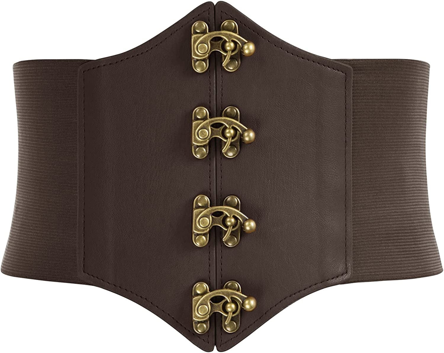 SCARLET DARKNESS Womens Steampunk Pirate Costumes Corset Belts Retro Buckle Wide Waist Cincher Apparel & Accessories > Clothing Accessories > Belts Scarlet Darkness Brown Small 