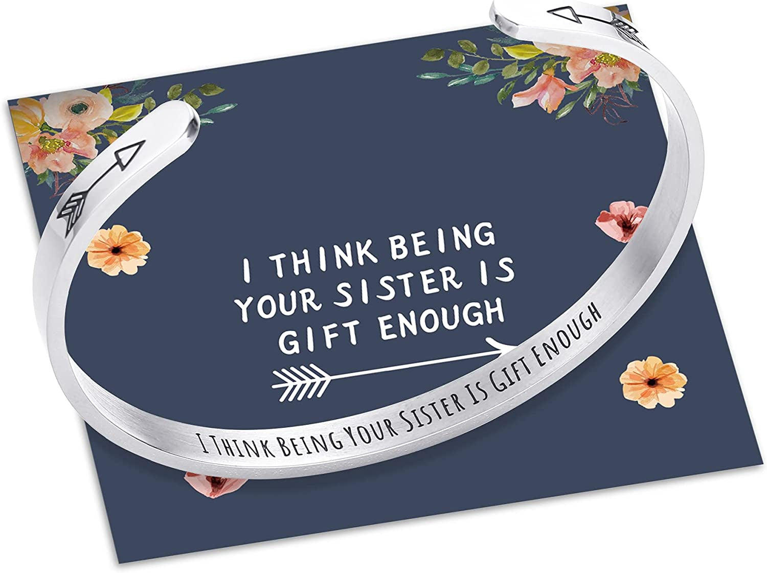 M MOOHAM Bracelets for Women- Engraved Quote Inspirational Bracelet Birthday Christmas Funny Gifts for Best Friend, Daughter, Son, Sister, Niece, Mom, Coworkers, Stainless Steel Jewelry Apparel & Accessories > Jewelry > Bracelets M MOOHAM I think being your sister is gift enough  
