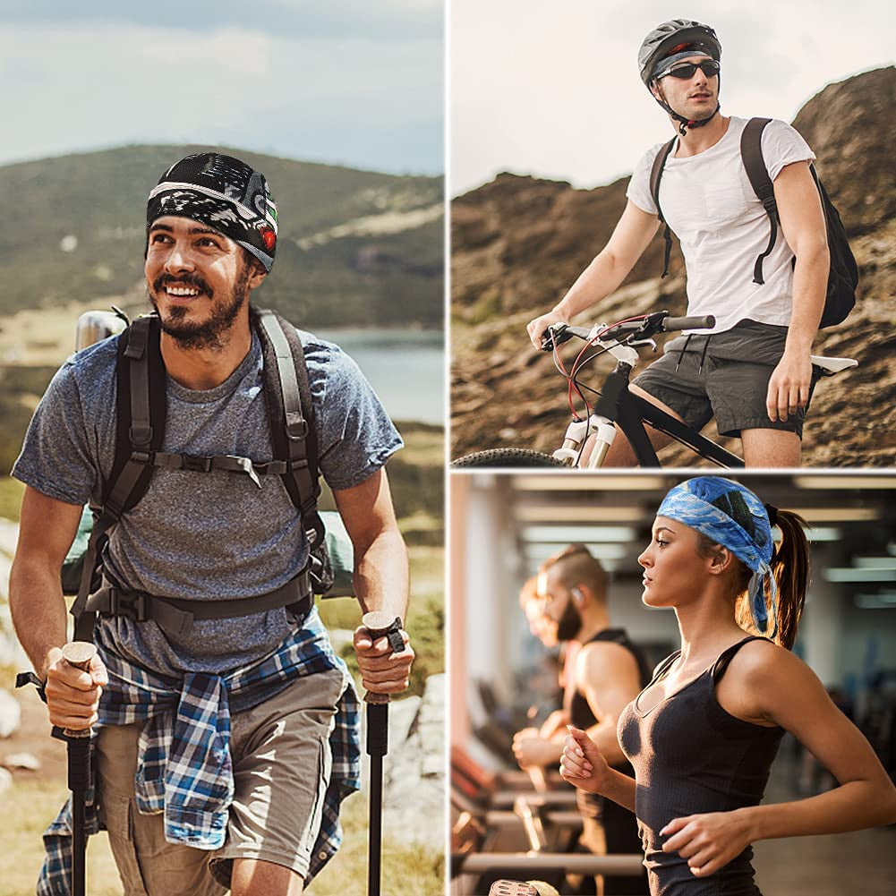 Beanie Skull Cap Quick Dry Adjustable Stretch Head Scarf Wrap Bandana Men Women Apparel & Accessories > Clothing Accessories > Bandanas & Headties HZQDLN   