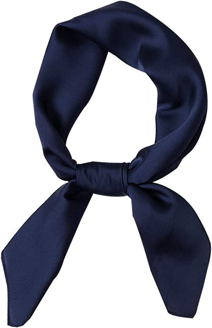 Women'S Fashion Soft Large Satin Square Chiffon Polyester Scarf Set Head Neck Multiuse Solid Colors Available Apparel & Accessories > Clothing Accessories > Bandanas & Headties Persmileful Dark Blue  