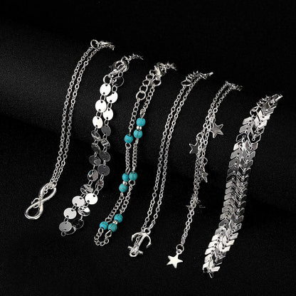 Softones 12Pcs Ankle Bracelets for Women Girls Gold Silver Two Style Chain Beach Anklet Bracelet Jewelry Anklet Set,Adjustable Size Apparel & Accessories > Jewelry > Anklets Softones   