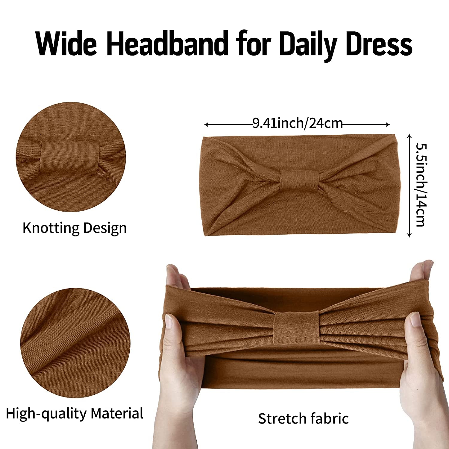 Wide Headbands for Women Black Stylish Head Wraps Boho Thick Hairbands Large African Sport Yoga Turban Headband Hair Accessories (Pack of 4) Apparel & Accessories > Clothing Accessories > Bandanas & Headties Huachi   