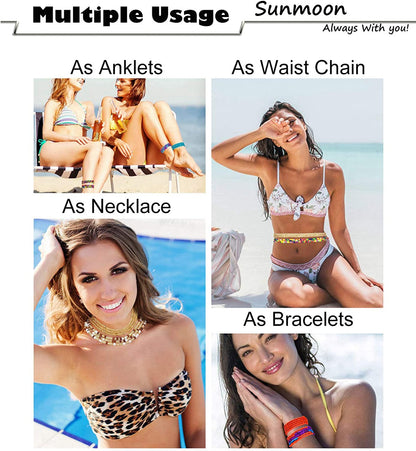 KOHOTA Beads Waist Set for Women African Beaded Body Chain Waist Belly Chain Stretchy Elastic String Multi-Color Necklace Bracelet Anklet Sexy Bikini Summer Jewelry Apparel & Accessories > Jewelry > Body Jewelry KOHOTA   