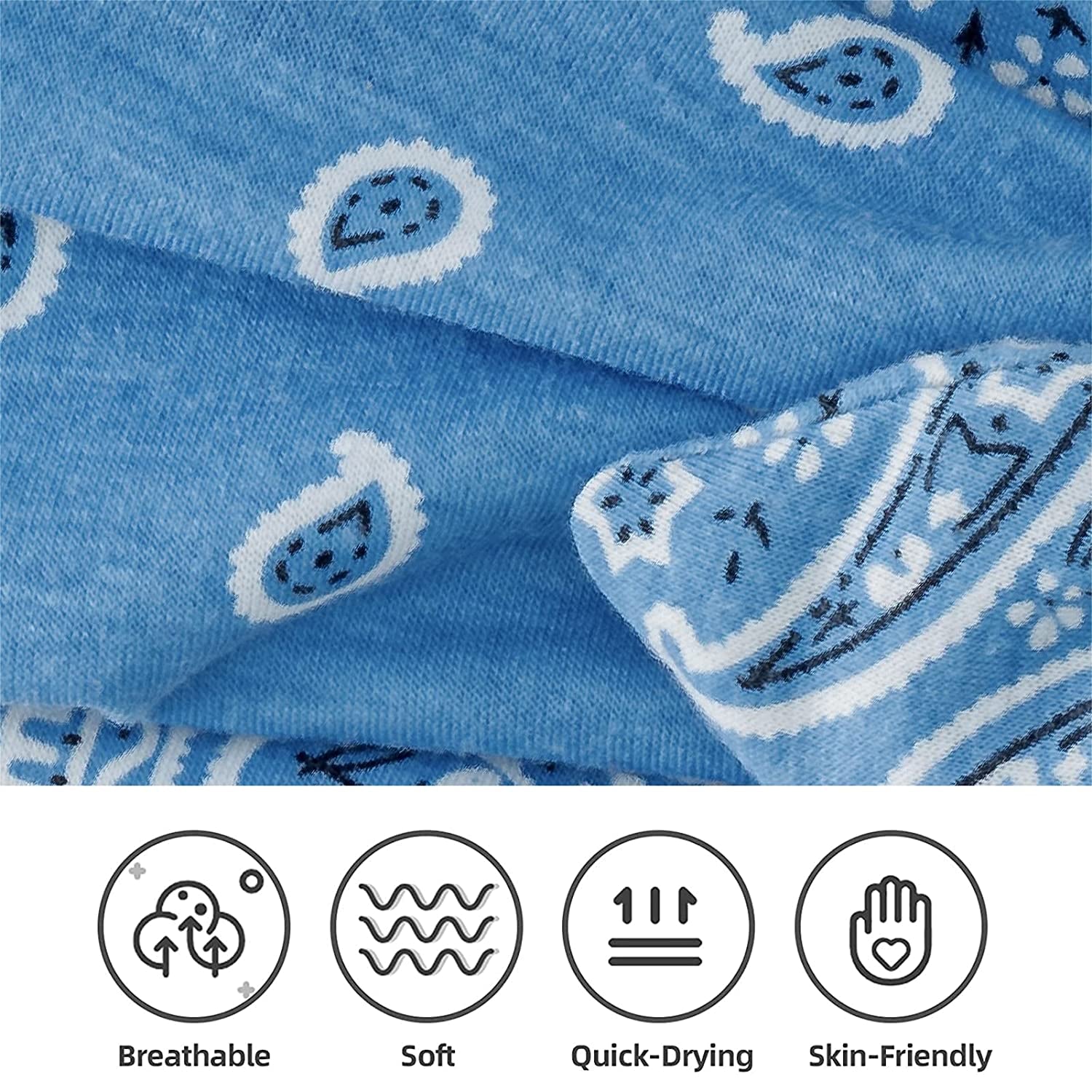 Habibee 8 Pcs Headbands for Women Boho Rabbit Ear Wide Headbands Flower Printed Hair Band with Bows Fashion and Sport Hair Accessories for Women and Girls Apparel & Accessories > Clothing Accessories > Bandanas & Headties habibee   