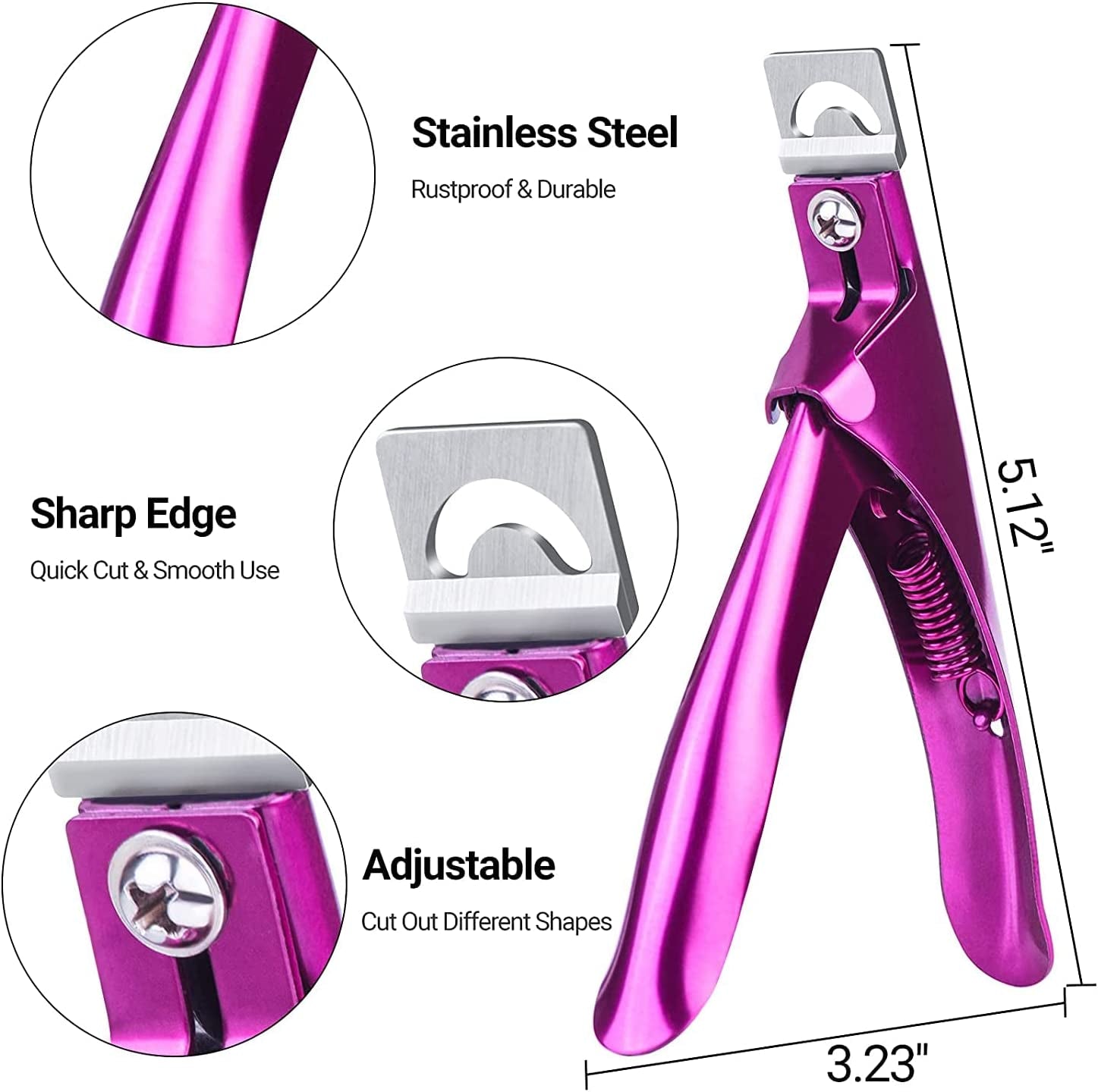 Melodysusie Acrylic Nail Clippers, Professional Nail Clippers Cutters for Acrylic Nails Fake Nail Tips, Adjustable Stainless Nail Trimmer, Manicure Tool for Salon Home Nail Art, Purple Health & Beauty > Personal Care > Cosmetics > Cosmetic Tools > Nail Tools MelodySusie   