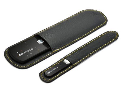 GERMANIKURE Black Glass Nail File & Pedicure Bar Set in Leather Cases - Ethically Made in Czech Republic - Professional Manicure & Pedicure Kit for Fingernail Care, Foot Callous & Dry Skin Removal Health & Beauty > Personal Care > Foot Care GERmanikure   