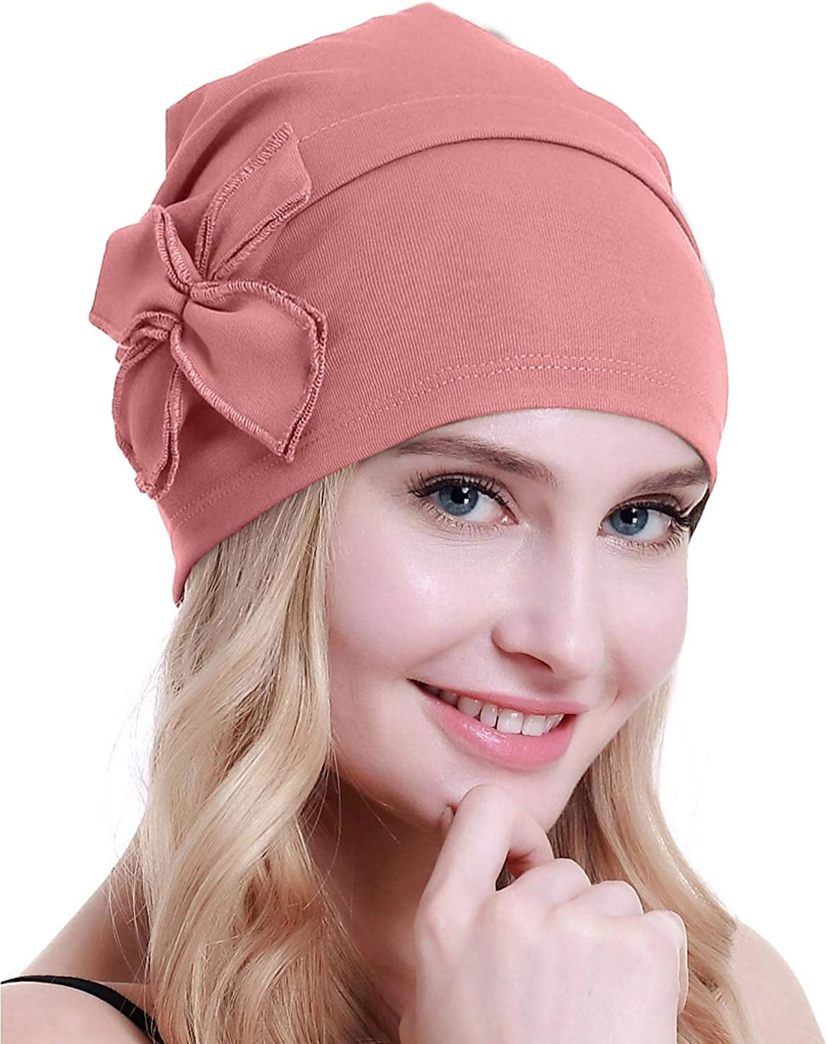 Osvyo Cotton Chemo Turbans Headwear Beanie Hat Cap for Women Cancer Patient Hairloss Apparel & Accessories > Clothing Accessories > Headwear osvyo Cotton Hot Pink One Size 