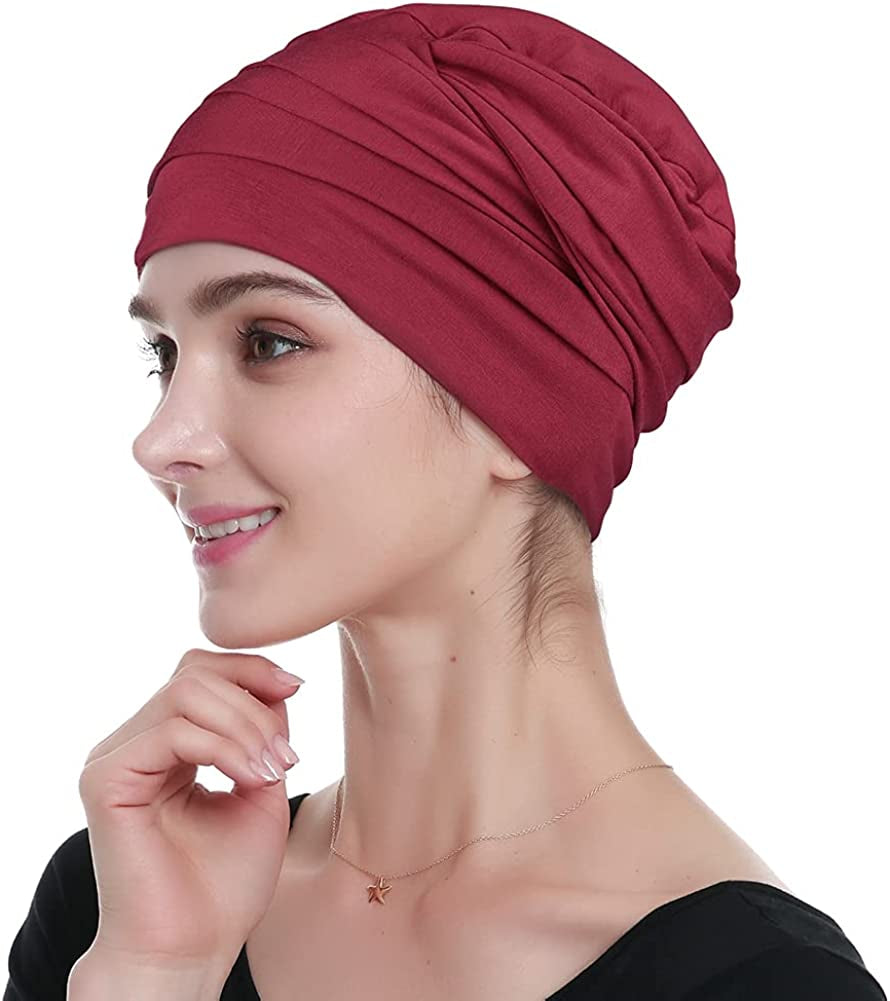Bamboo Chemo Headwear Head Wraps for Cancer Patients – Warm, Super Comfy Apparel & Accessories > Clothing Accessories > Headwear KYLIE MAX Navy Circle  