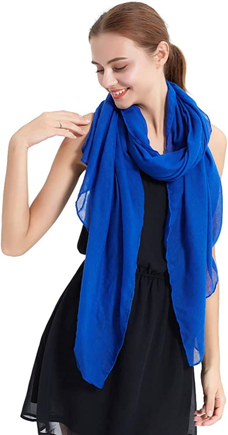 LMVERNA Women'S Long Scarf Solid Color Large Sheer Shawl Wraps for Evening Apparel & Accessories > Clothing Accessories > Scarves & Shawls LMVERNA Royal Blue  