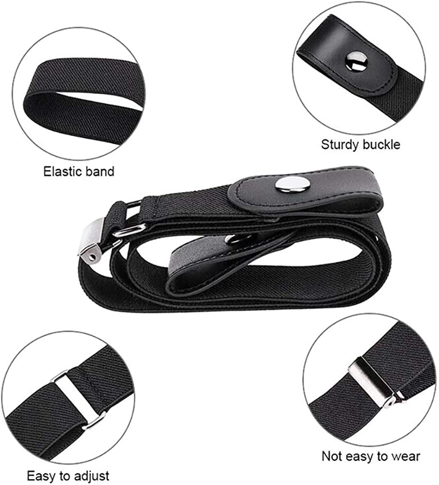 VJK No Buckle Free Elastic Belt for Women Men, Comfortable Adjustable Invisible Stretch Waist Belt for Jeans No Bulge 110Cm Apparel & Accessories > Clothing Accessories > Belts VJK   