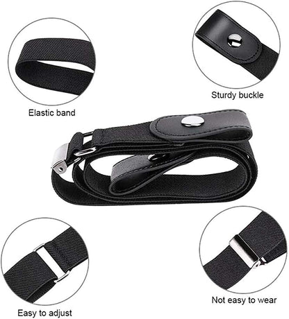 VJK No Buckle Free Elastic Belt for Women Men, Comfortable Adjustable Invisible Stretch Waist Belt for Jeans No Bulge 110Cm Apparel & Accessories > Clothing Accessories > Belts VJK   
