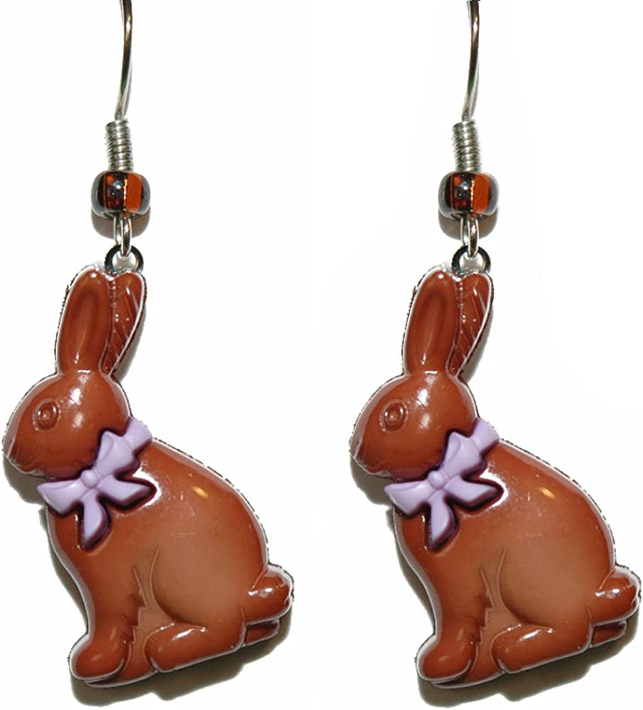 Chocolate Easter Bunny Dangle Earrings (H139A2) Apparel & Accessories > Jewelry > Earrings Jazzworks,LLC   