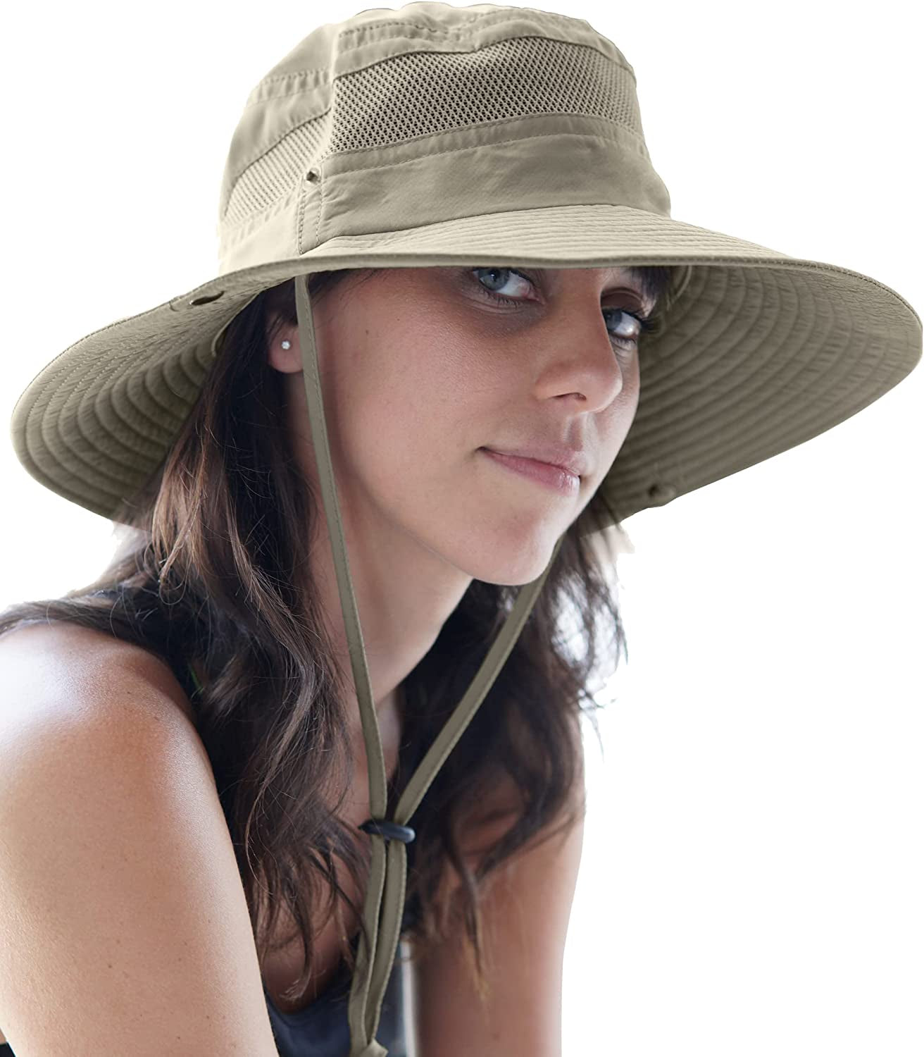 Geartop Wide Brim Sun Hat for Men and Women - Mens Bucket Hats with UV Protection for Hiking - Beach Hats for Women UPF 50+ Apparel & Accessories > Clothing Accessories > Hats GearTOP Khaki 7-7 1/2 