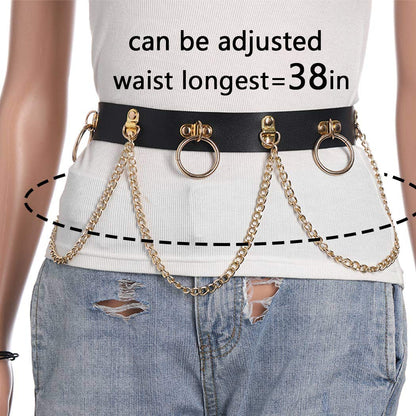 Bodiy Leather Waist Chain Belts Gold Punk Belly Chain Sexy Ring Club Rave Accessories Body Chain Jewelry for Women and Girls Apparel & Accessories > Jewelry > Body Jewelry Bodiy   