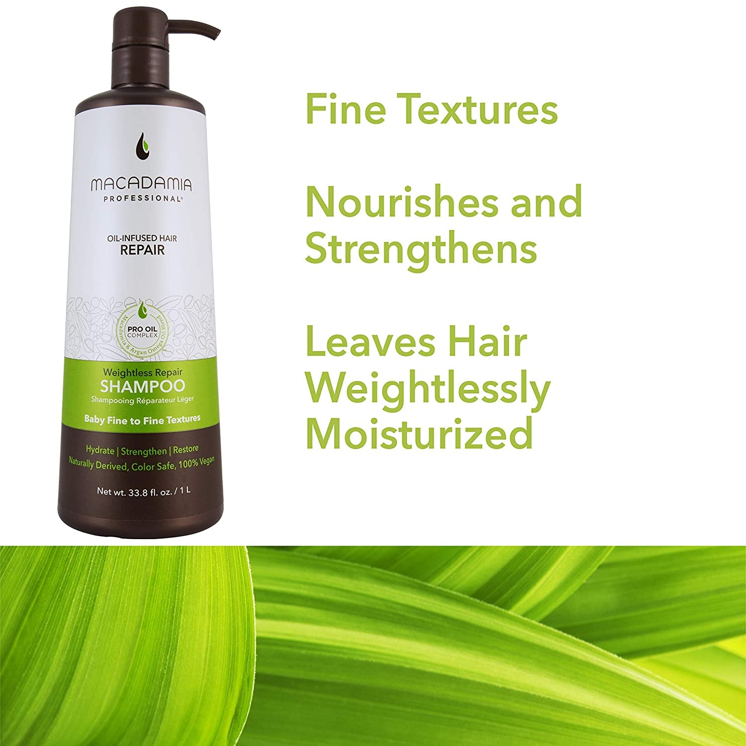Macadamia Professional Hair Care Sulfate Paraben Free Natural Organic Crueltyfree Vegan Hair Products Weightless Hair Repair Shampoo , Green, Sheer Pecan, 33.8 Fl Oz Health & Beauty > Personal Care > Hair Care Macadamia Professional   