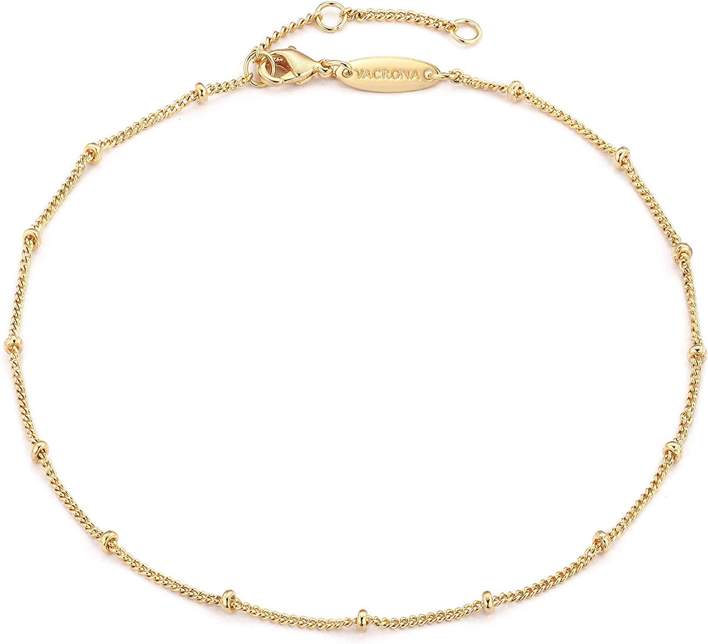 VACRONA Gold Anklets for Women 14K Gold Plated Boho Beach Beaded Chain Anklet Dainty Turquoises Evil Eye Ankle Bracelet Adjustable Chain Anklet Foot Jewelry Apparel & Accessories > Jewelry > Anklets VACRONA Golden beads  