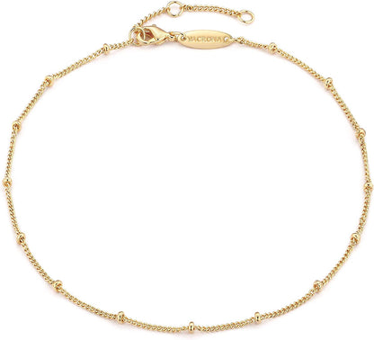 VACRONA Gold Anklets for Women 14K Gold Plated Boho Beach Beaded Chain Anklet Dainty Turquoises Evil Eye Ankle Bracelet Adjustable Chain Anklet Foot Jewelry Apparel & Accessories > Jewelry > Anklets VACRONA Golden beads  