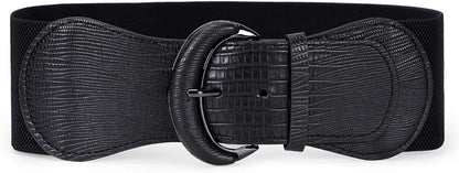 JASGOOD Women Stretchy Wide Waist Belt for Dress Ladies Elastic Belt Hook Buckle Apparel & Accessories > Clothing Accessories > Belts KYLIE MAX A-black Suit for size 43"-47" 