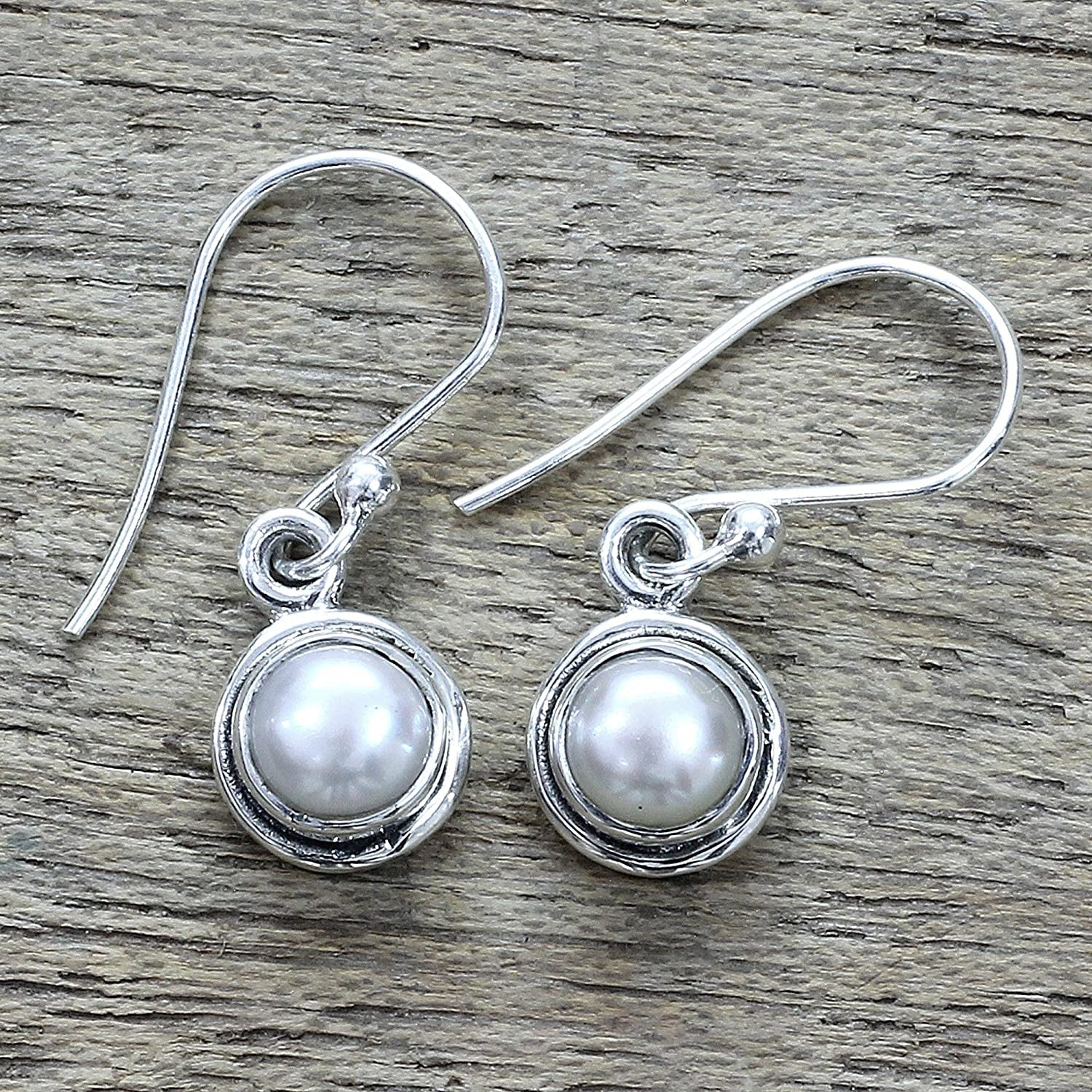 NOVICA Cream Cultured Freshwater Pearl .925 Silver Dangle Earrings, Purest Love' Apparel & Accessories > Jewelry > Earrings NOVICA   