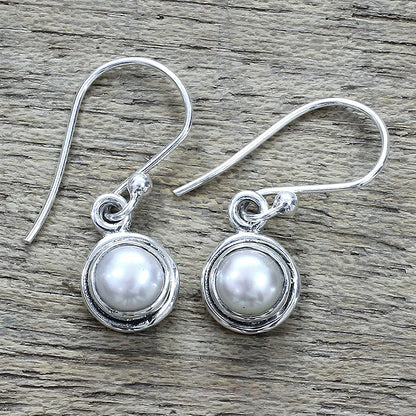 NOVICA Cream Cultured Freshwater Pearl .925 Silver Dangle Earrings, Purest Love' Apparel & Accessories > Jewelry > Earrings NOVICA   