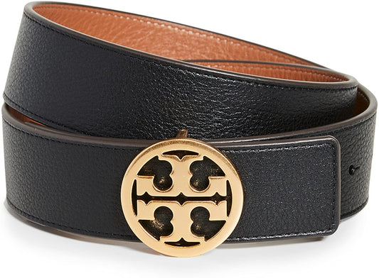 Tory Burch Women'S 1.5" Miller Reversible Belt Apparel & Accessories > Clothing Accessories > Belts Tory Burch Black/New Cuoio/Gold X-Small 