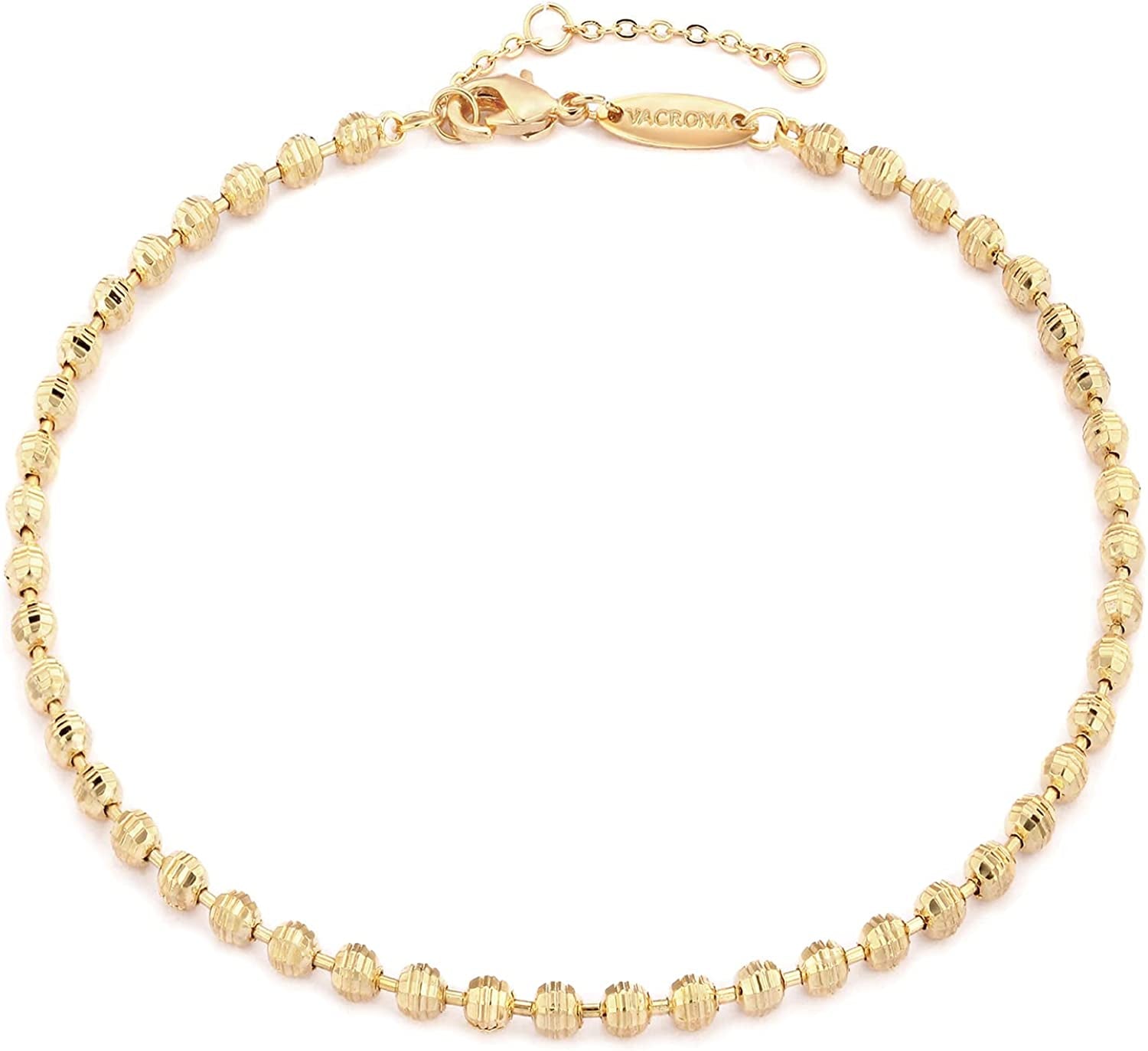 VACRONA Gold Anklets for Women 14K Gold Plated Boho Beach Beaded Chain Anklet Dainty Turquoises Evil Eye Ankle Bracelet Adjustable Chain Anklet Foot Jewelry Apparel & Accessories > Jewelry > Anklets VACRONA chunky beads A  