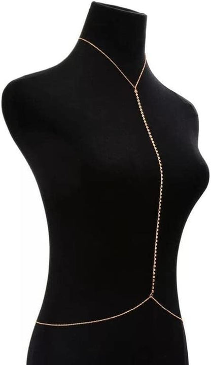 Bomine Rhinestone Body Chain Bra Crystal Bikini Body Jewelry Necklace Bikini Sexy Chains for Women and Girls (Gold) Apparel & Accessories > Jewelry > Body Jewelry Bomine   
