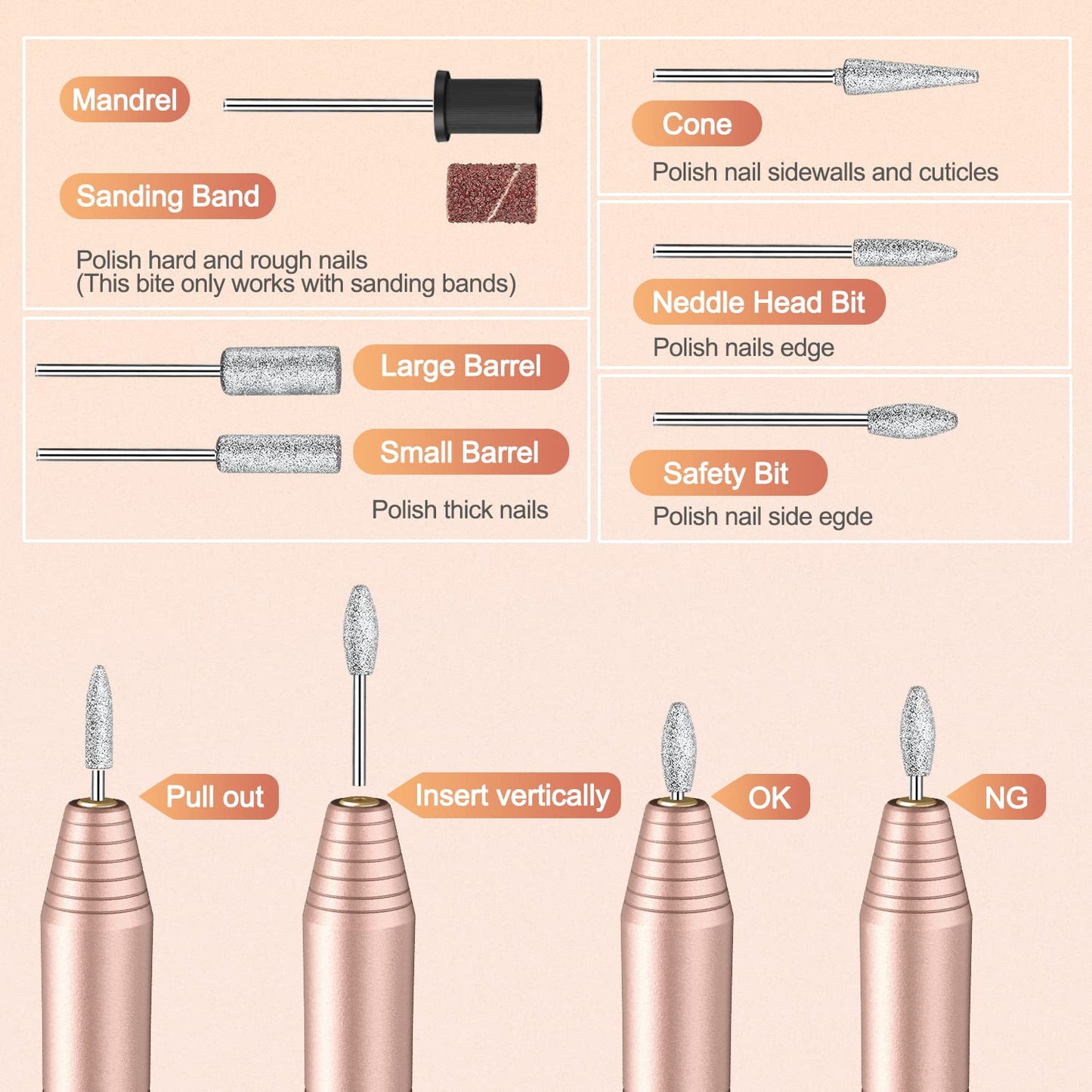 Electric Nail Drill, Professional Acrylic Dip Nail Drill Machine USB Electric Nail Filer Kit Efile Nail Tools for Manicure Pedicure with Drill Bits, Sanding Bands, Metal Nail File, Gold Health & Beauty > Personal Care > Cosmetics > Cosmetic Tools > Nail Tools Asalle   