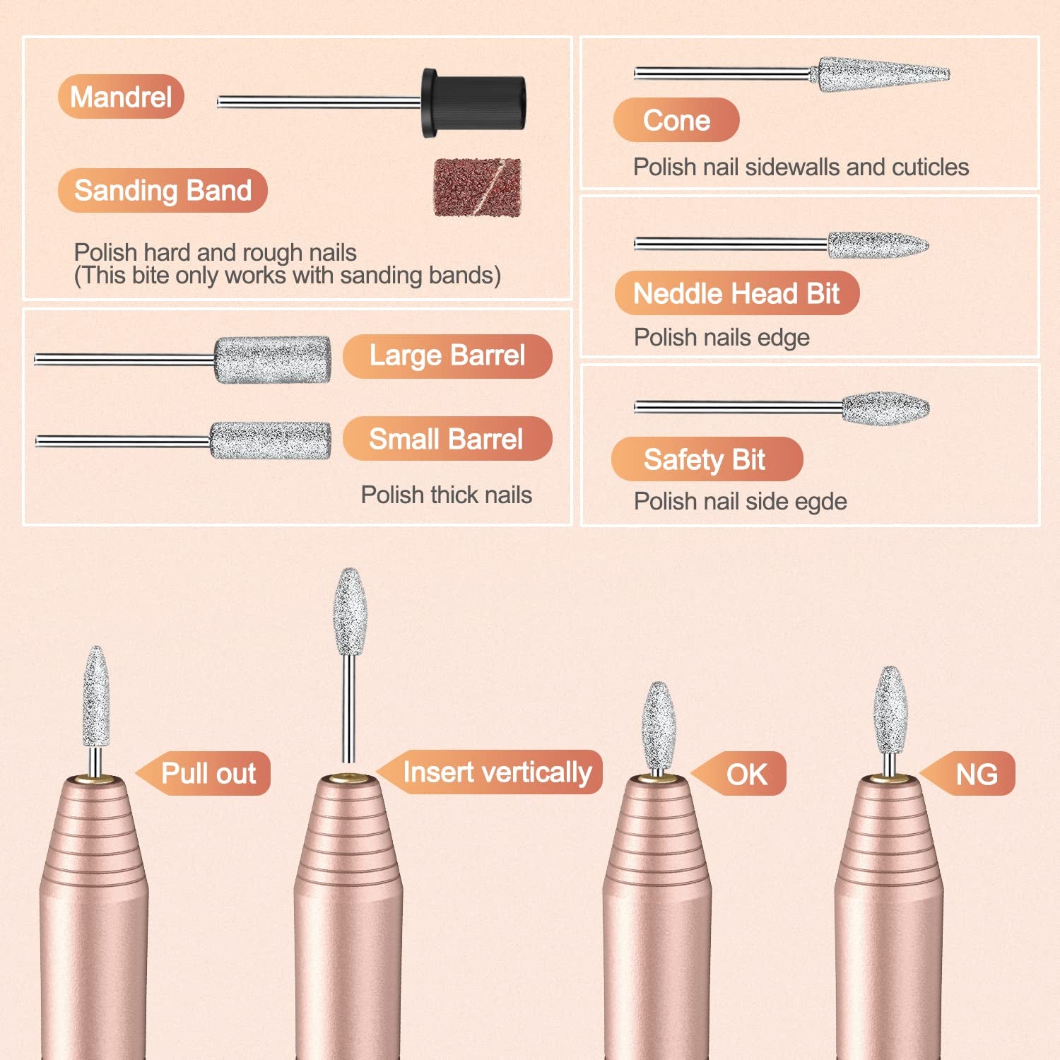 Electric Nail Drill, Professional Acrylic Dip Nail Drill Machine USB Electric Nail Filer Kit Efile Nail Tools for Manicure Pedicure with Drill Bits, Sanding Bands, Metal Nail File, Gold Health & Beauty > Personal Care > Cosmetics > Cosmetic Tools > Nail Tools Asalle   