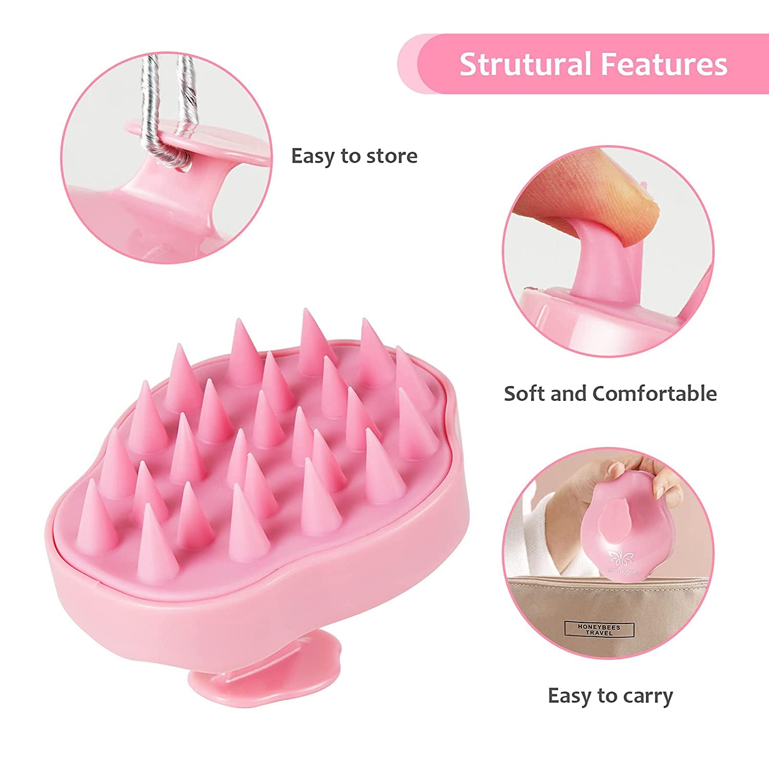 Hair Scalp Massager Shampoo Brush,Soft Silicone Hair Brush for Wet Dry Oily Curly Straight Thick Thin Rough Long Short Natural Men Women Kids Pets Hair Care Tools（Pink Health & Beauty > Personal Care > Hair Care URTHEONE   